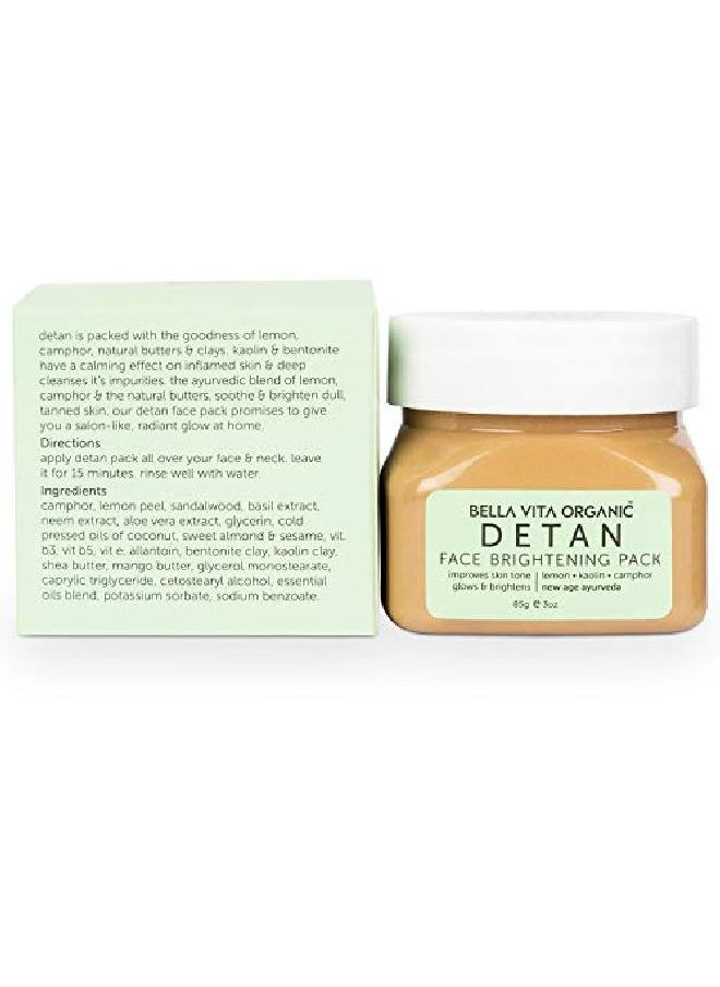 Bella Vita Organic - De Tan Removal Face Pack For Glowing Skin, Oil Control, Acne, Pimples, Anti Blemishes, Pigmentation, Tanning & Brightening, 100 Gms - Image 1