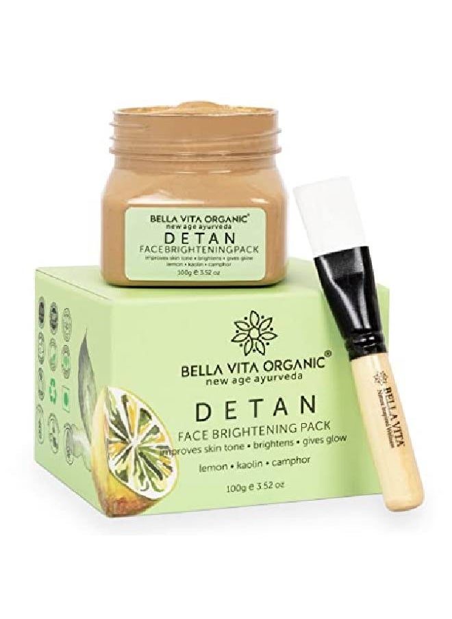 Bella Vita Organic - De Tan Removal Face Pack For Glowing Skin, Oil Control, Acne, Pimples, Anti Blemishes, Pigmentation, Tanning & Brightening, 100 Gms - Image 1