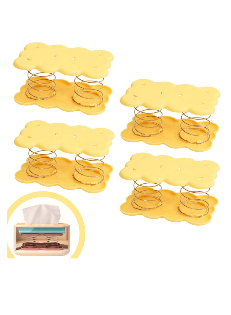 KASTWAVE Tissue Box Holder Spring Support, Facial Tissue Box Cover Automatic Lifting Spring Bracket, Car Tissue Dispenser Holder for Tabletop Bathroom Office Kitchen Toilet - Yellow Biscuits 4pcs - Image 1
