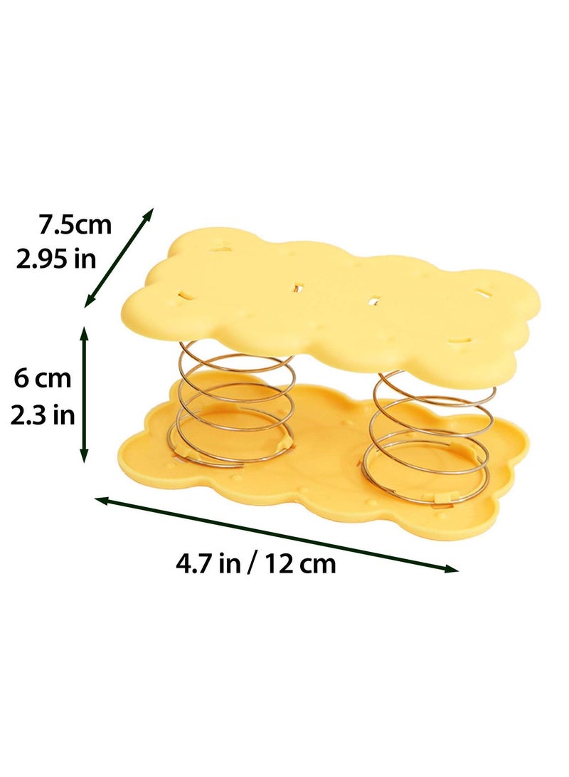 KASTWAVE Tissue Box Holder Spring Support, Facial Tissue Box Cover Automatic Lifting Spring Bracket, Car Tissue Dispenser Holder for Tabletop Bathroom Office Kitchen Toilet - Yellow Biscuits 4pcs - Image 2