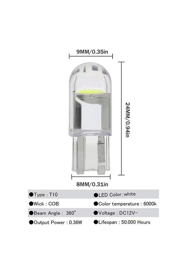 أخبار 20 PCS مصابيح LED مصابيح بيضاء وصفراء ، 6000K 68 2825 W5W T10 COB LED PLUDGE PLUBLBS ، مصابيح صغيرة لمصابيح لوحة الترخيص ، مصابيح موضع السيارة ، ضوء الخريطة  - Image 2