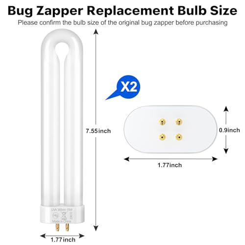 GOOTOP Replacement Bulb for Zap T6 Pro, K15, T9, X3 Bug Zapper Outdoor, 15W, 4-Pin Base, U Shaped Twin Tube Bulb for Outdoor Mosquito Zapper,2 Pack - Image 4