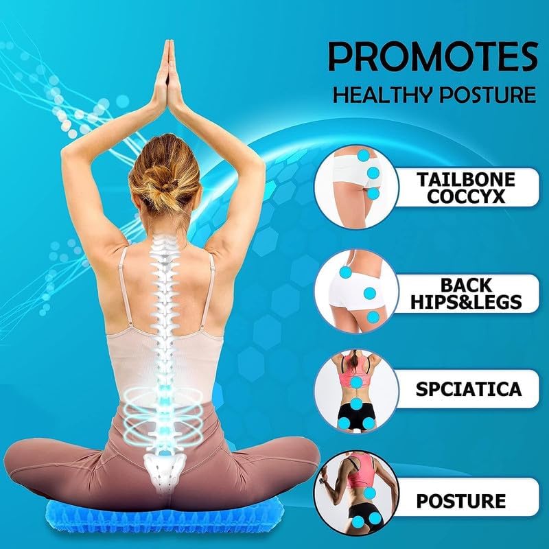 SXDHK SXDHK Egg Gel Seat Cushion Ergonomic Breathable Pressure Relief Sitter Back Pain Silicon Seater Cushion Chair Pad with NonSlip Cover for Home Office Multicolor - Image 5