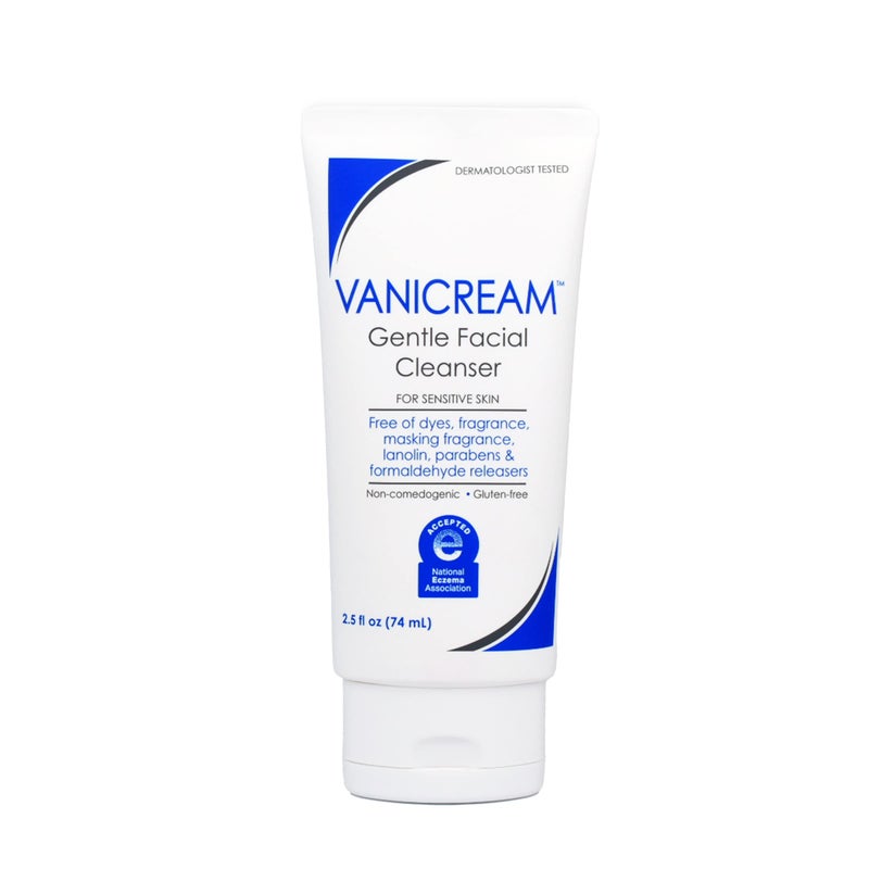 Vanicream منظف وجه لطيف من فانيكريم، 2.5 أونصة سائلة، مص formulated بدون مهيجات شائعة للبشرة الحساسة، يزيل المكياج والأوساخ والزيوت الزائدة، غير كوميدوغينيك، غسول وجه متوازن الرقم الهيدروجيني - Image 1