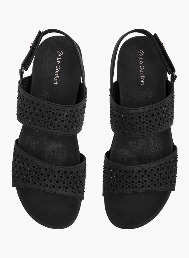 لو كونفورت صنادل نسائية بكعب عريض مزينة بشريط لاصق - Image 2