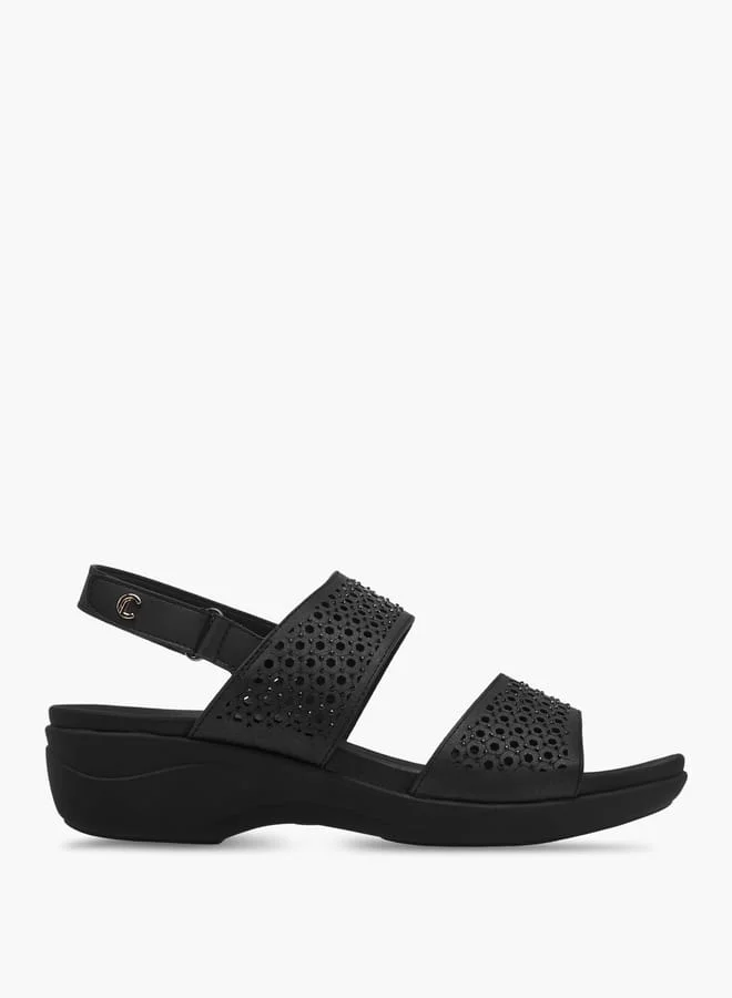 Women Embellished Platform Sandals with Hook and Loop Closure