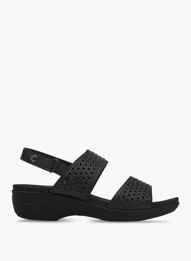 لو كونفورت صنادل نسائية بكعب عريض مزينة بشريط لاصق - Image 1