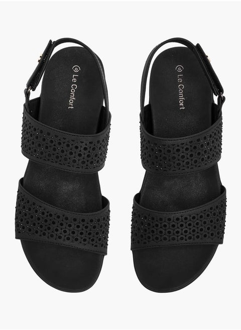 Women Embellished Platform Sandals with Hook and Loop Closure