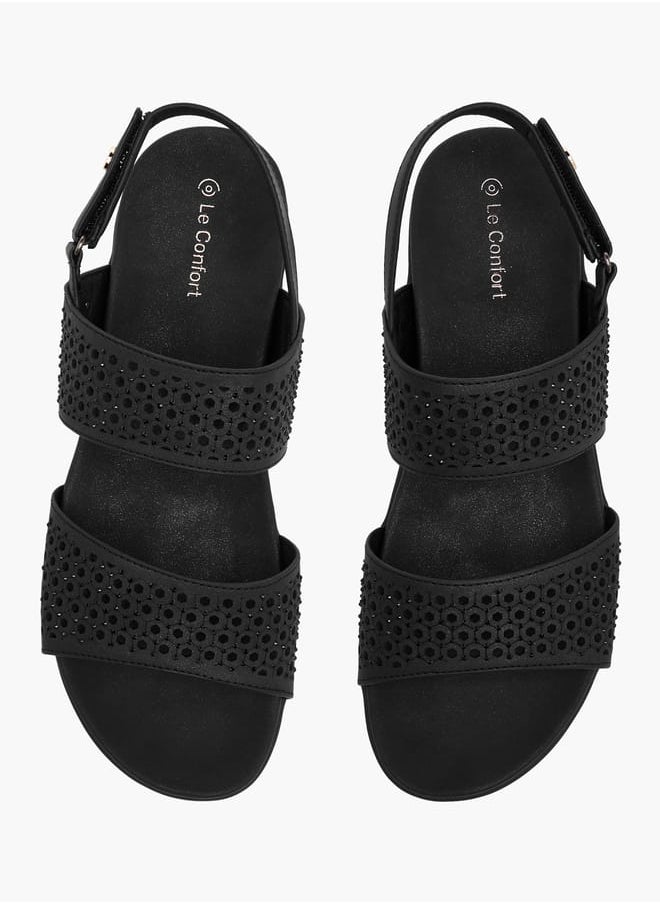 Le Confort - Women Embellished Platform Sandals with Hook and Loop Closure - Image 1