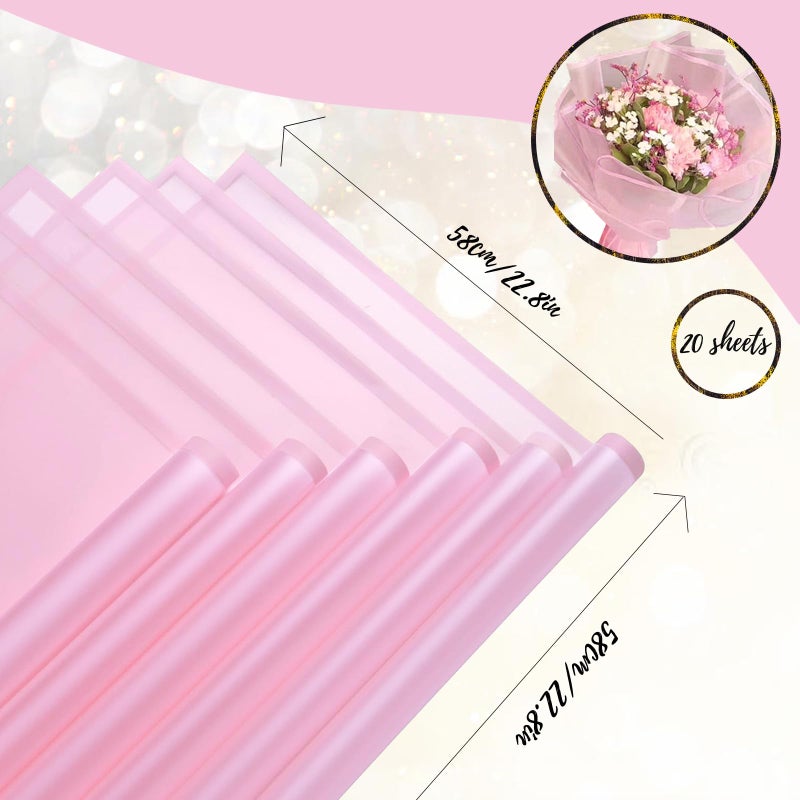 Gloreyan 20 Sheets Pink Flower Wrapping Paper, Florist Bouquet DIY Craft Fresh Flower Wrapping Paper with Pink Border Waterproof Floral Wrapping Gift Box Packaging Material Florist Supplies, 22.8*22.8 - Image 2