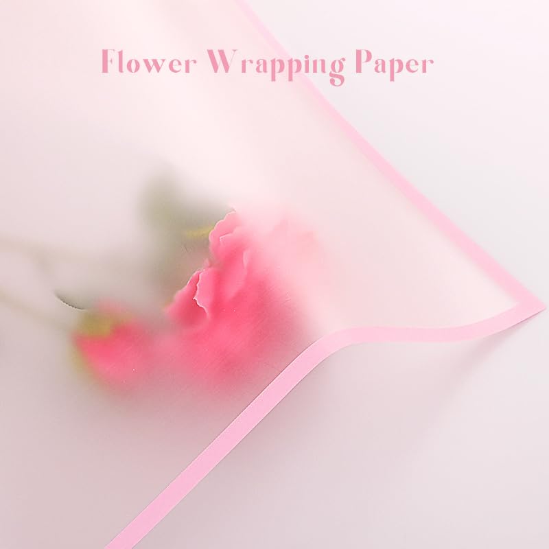Gloreyan 20 Sheets Pink Flower Wrapping Paper, Florist Bouquet DIY Craft Fresh Flower Wrapping Paper with Pink Border Waterproof Floral Wrapping Gift Box Packaging Material Florist Supplies, 22.8*22.8 - Image 4