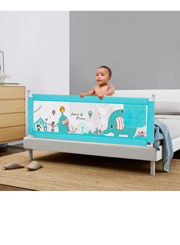 حاجز حماية سرير الأطفال لساحة اللعب وقضبان مهد الأطفال من TOYS-EGYPT، جانب فردي - المقاس: 1.5 متر (أزرق)  - Image 1