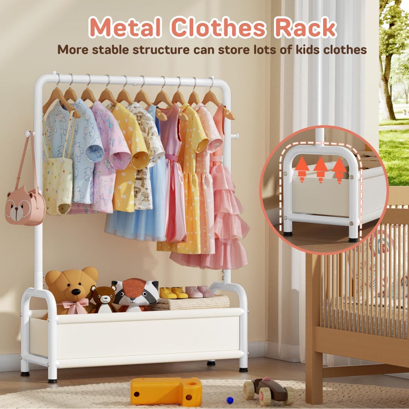 ZHKINGGS Kids Clothing Rack with Storage Shelf, Kids Dress Up Storage for Coats, Small Baby Garment Rack for Hanging Clothes, Toddler Wardrobe Closet Organizer (Classic, White) - Image 3