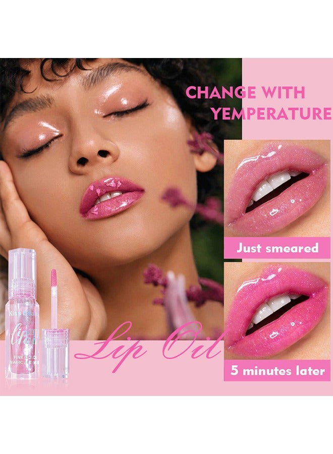 Kiss Beauty Lip Oil Gloss Temperature Color Changing Moisturizing Makeup Lipstick Hydrating Lip Plumper Extreme Lip Care Long Lasting Lip Glow Oil, Nourishing Repairing And Non-Sticky Primer Lip Tint - Image 3