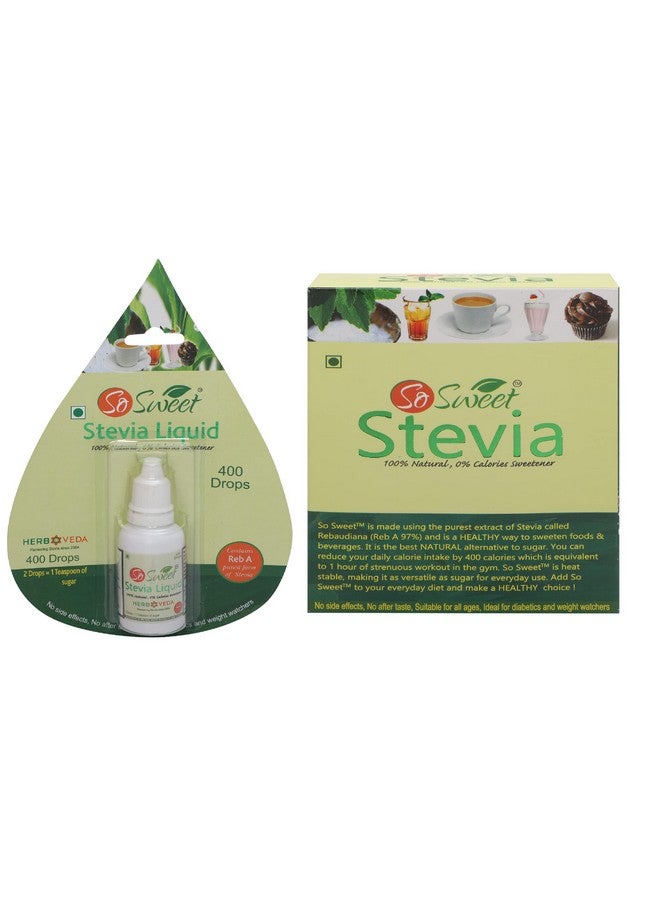 So Sweet So Sweet 100% Natural Sweetener, Sugar-Free Stevia 50 Sachets + 20ml Liquid (400 Drops), Zero-Calorie Sweetener, Perfect for Diabetics, Keto Diets, and Weight Management (Pack of 1)  - Image 1