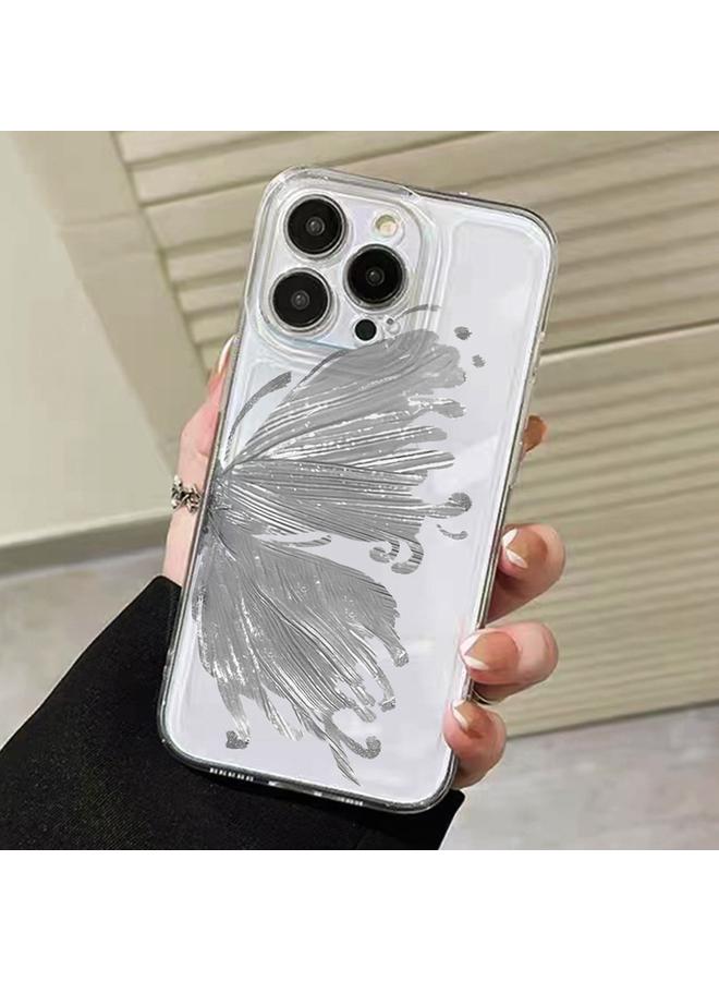 اس-توب جراب لهاتف iPhone 14 Pro Max بنمط فراشة شفاف من مادة TPU - Image 1