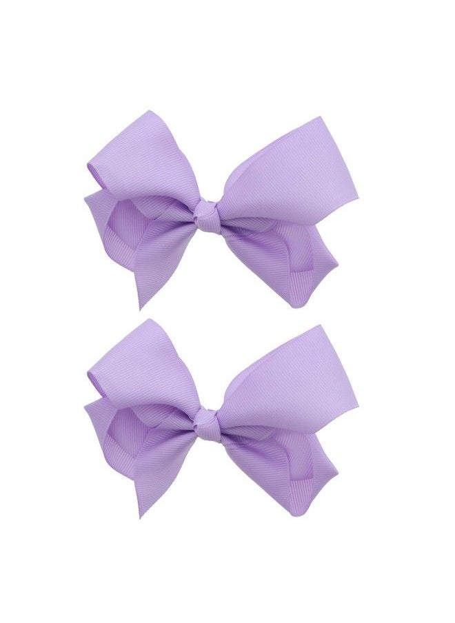 Motique Accessories 3 Inch Grosgrain Bow For Little Girls Set Of 2 (Lavender)  - Image 2