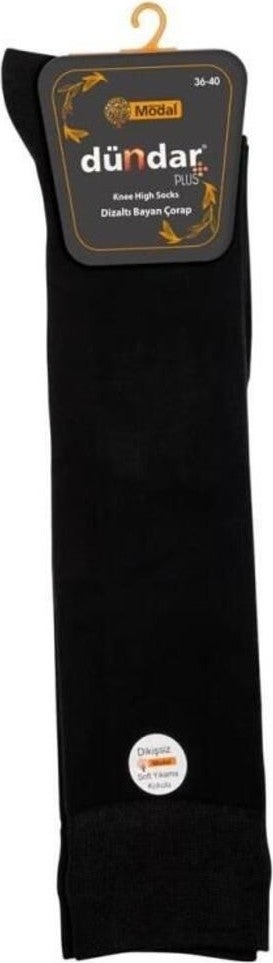 Dündar Çorap Dundar Socks Plus Women's Modal Odorless Knee High Black 6-Pack 7088