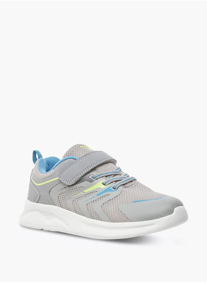 Dash Panelled Sneakers with Hook and Loop Closure