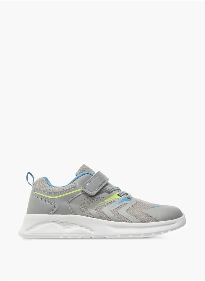 Dash Panelled Sneakers with Hook and Loop Closure