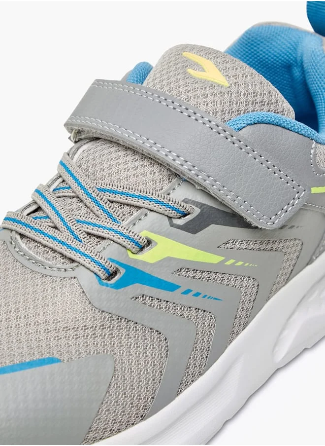 Dash Panelled Sneakers with Hook and Loop Closure