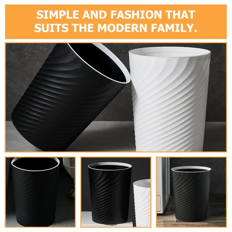 woobles Round Plastic Small Trash Can Wastebasket, Garbage Container Bin 12 L/ 3.1 Gallon Capacity (Black) - Image 3