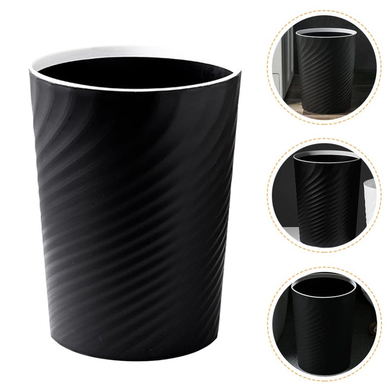 woobles Round Plastic Small Trash Can Wastebasket, Garbage Container Bin 12 L/ 3.1 Gallon Capacity (Black) - Image 1