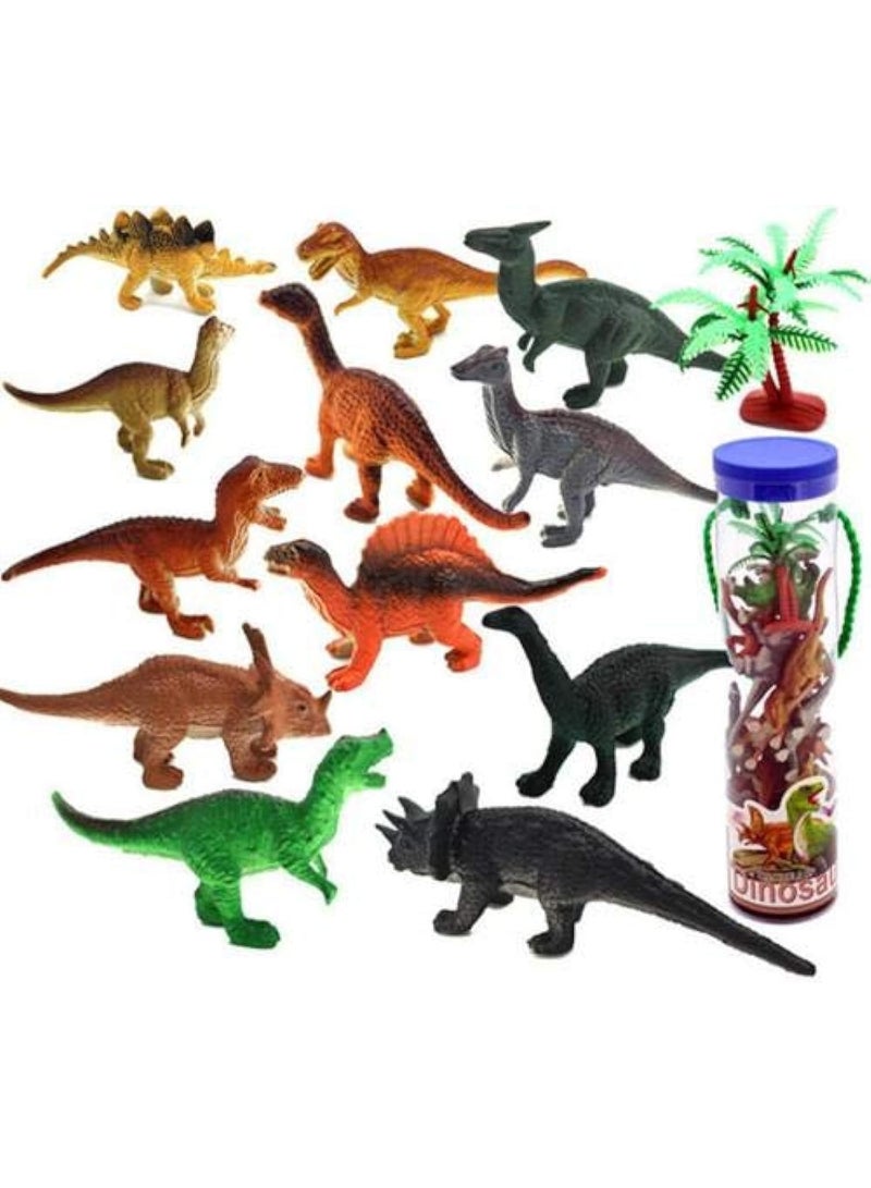 Kids Realistic Dinosaur Figures Plastic Toy Set, 12Pcs Bucket Pack Dinosaur Models Statue Toys for Boys Girls - Image 1