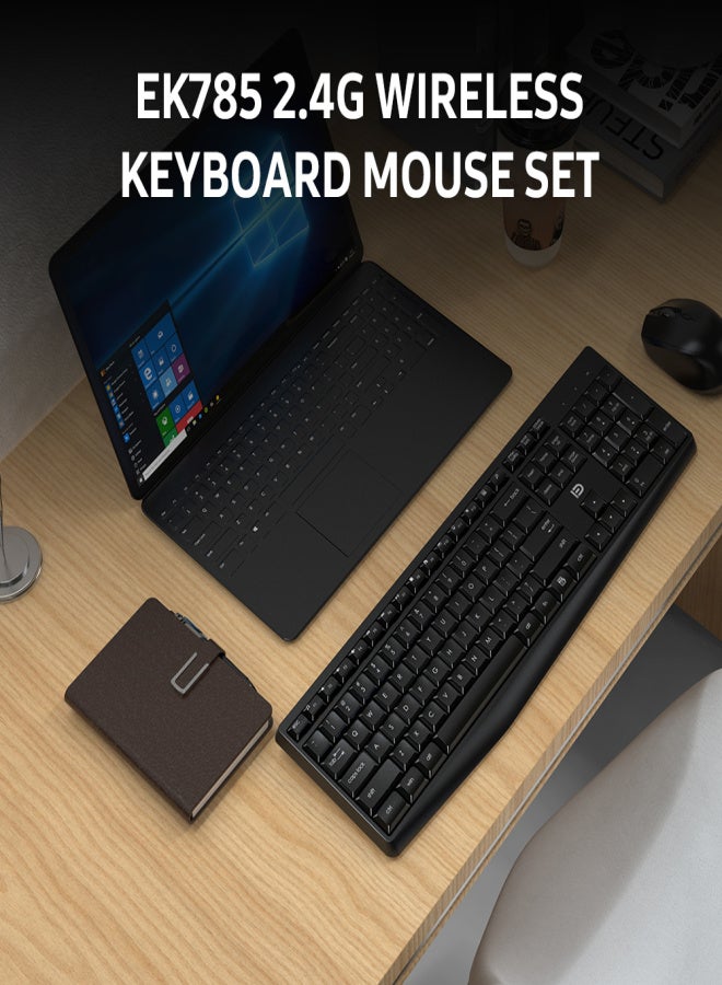 FUDE EK785 2.4G Wireless Keyboard Combo Portable Keyboard and Set Plug&Play Wide Compatibility for Office Game Black - Image 2