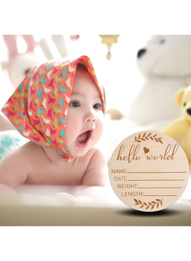 SYOSI 5.9 inch Hello World Newborn Sign, Baby Monthly Milestone with Announcement Sign, Baby Birth Wooden Sign, Wooden Baby Name Announcement Sign for Boys Girls Photo Prop Baby Shower - Image 3
