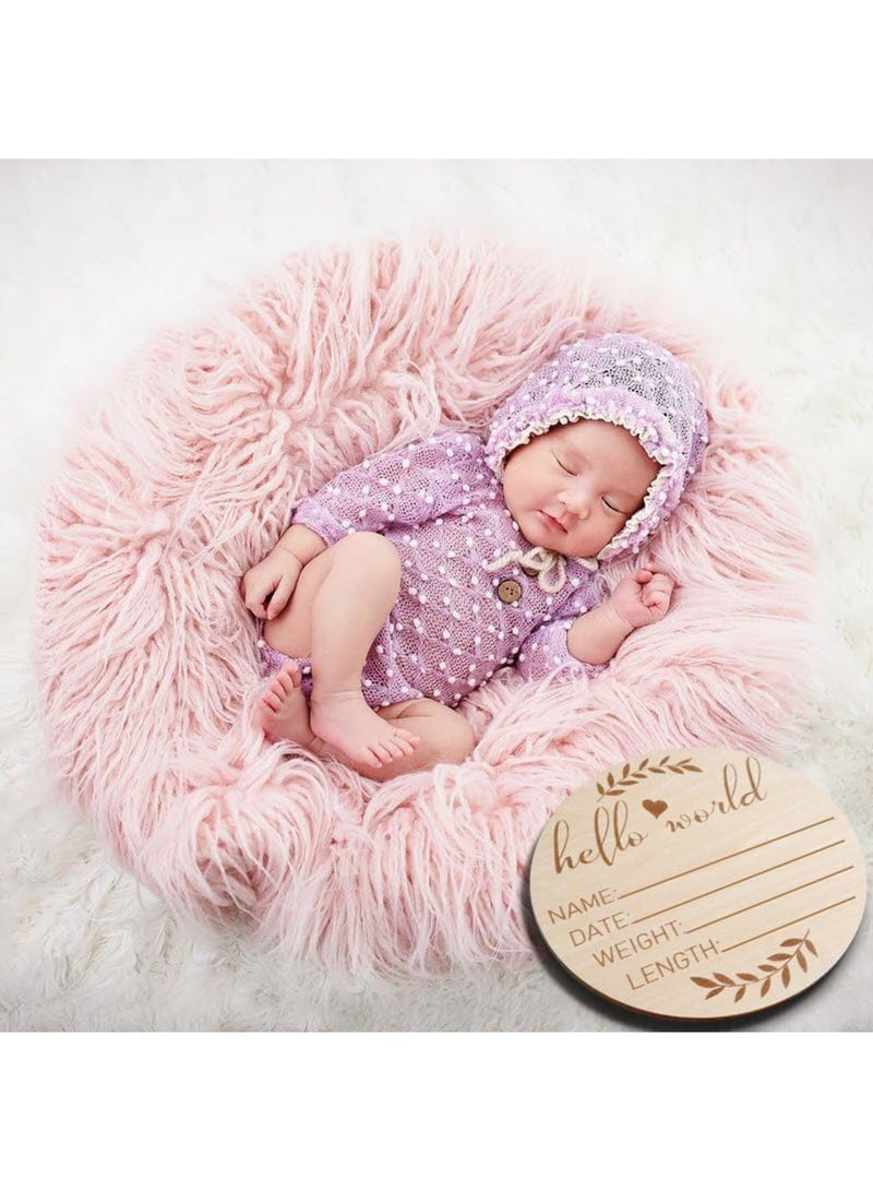 SYOSI 5.9 inch Hello World Newborn Sign, Baby Monthly Milestone with Announcement Sign, Baby Birth Wooden Sign, Wooden Baby Name Announcement Sign for Boys Girls Photo Prop Baby Shower - Image 2