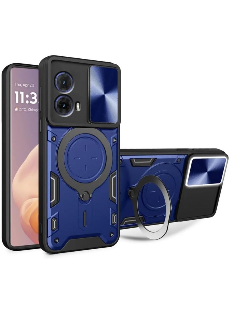 Compatible with Motorola Moto G85 5G Case with 360°Rotatable Ring Stand,[Compatible with Mag-Safe][Slide Camera Cover] Military Grade Heavy Duty Protective Case