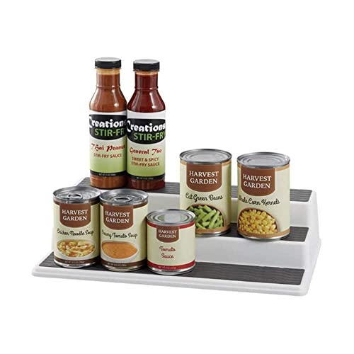 Sulfar Kitchen 3 Tiers Spice Racks Non-Skid Cabinet Shelf Organizer Bottle Rack Holder (White) - Image 5