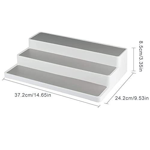 Sulfar Kitchen 3 Tiers Spice Racks Non-Skid Cabinet Shelf Organizer Bottle Rack Holder (White) - Image 3