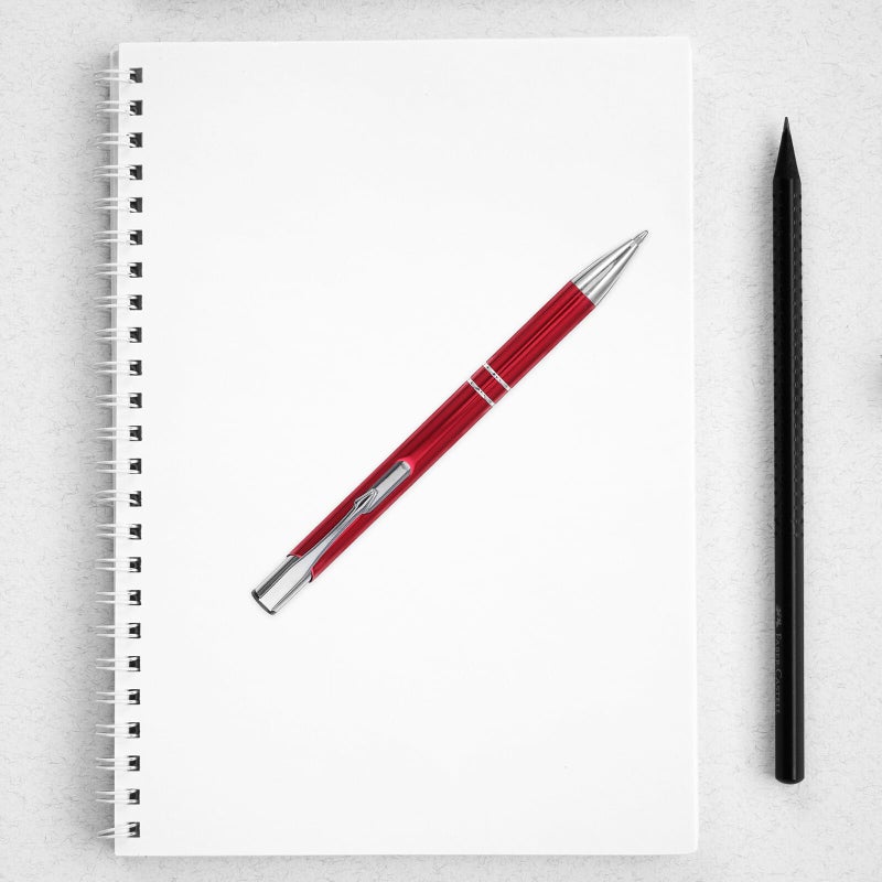 Transparent Red Metal Ballpoint Pen Black Ink Retractable Smooth Writing Office School Supplies - Image 5