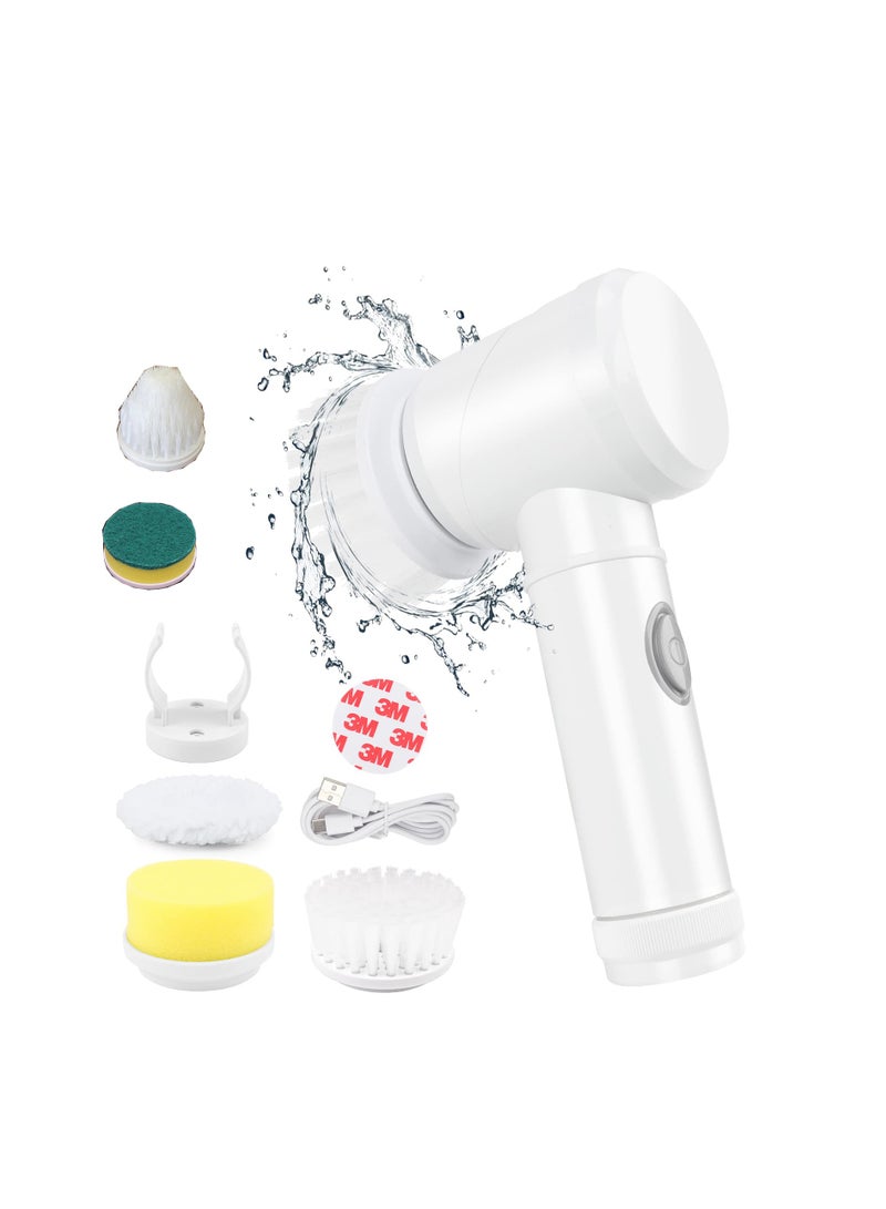 SYOSI Electric Spin Scrubber,  Waterproof Cordless Cleaning Brush with 5 Replaceable Brush Heads, Handheld Dishwashing Brush for Bathtub Grout Tile Floor Grill Dish, Cleaning Tool for Bathrooms, Kitchens - Image 1