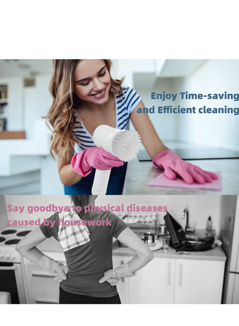 SYOSI Electric Spin Scrubber,  Waterproof Cordless Cleaning Brush with 5 Replaceable Brush Heads, Handheld Dishwashing Brush for Bathtub Grout Tile Floor Grill Dish, Cleaning Tool for Bathrooms, Kitchens - Image 3