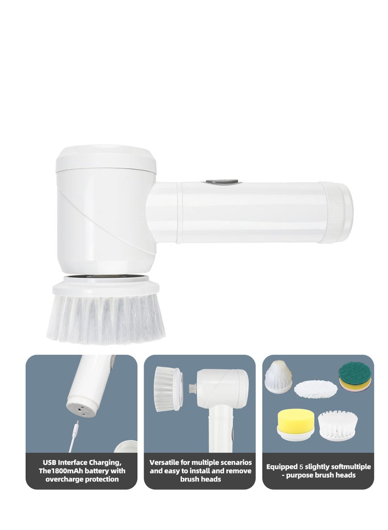 SYOSI Electric Spin Scrubber,  Waterproof Cordless Cleaning Brush with 5 Replaceable Brush Heads, Handheld Dishwashing Brush for Bathtub Grout Tile Floor Grill Dish, Cleaning Tool for Bathrooms, Kitchens - Image 2