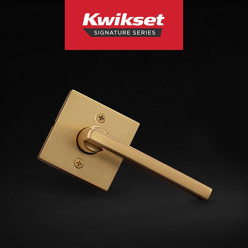 Kwikset Halifax Dummy Door Handle  Single Sided Lever For Closets  French Double Doors  And Pantry  Satin Brass Non-Turning Reversible Interior Push/Pull Lever  With Microban Protection - Image 2