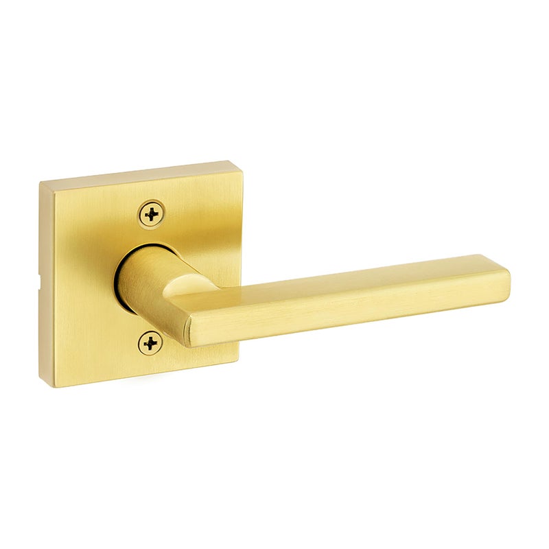 Kwikset Halifax Dummy Door Handle  Single Sided Lever For Closets  French Double Doors  And Pantry  Satin Brass Non-Turning Reversible Interior Push/Pull Lever  With Microban Protection - Image 1