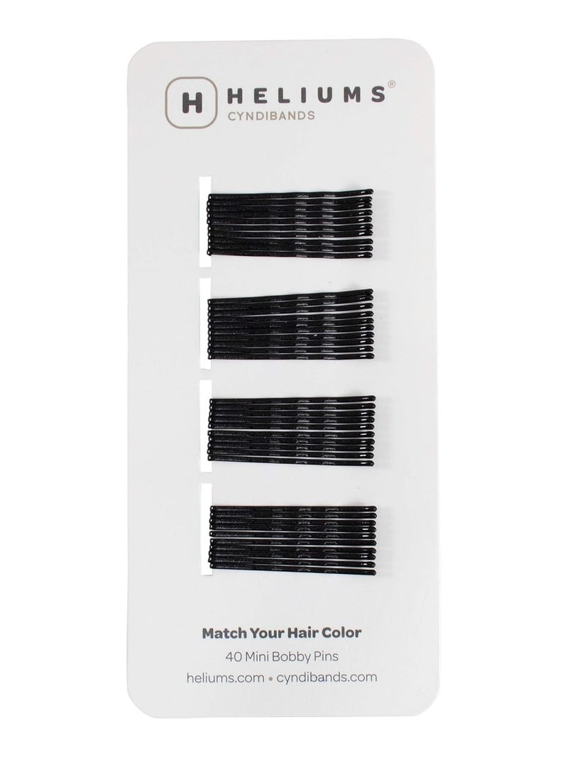Heliums Mini Bobby Pins  Black  40 Pack 15 Inch Small Hair Pins For Thin Hair  Kids
