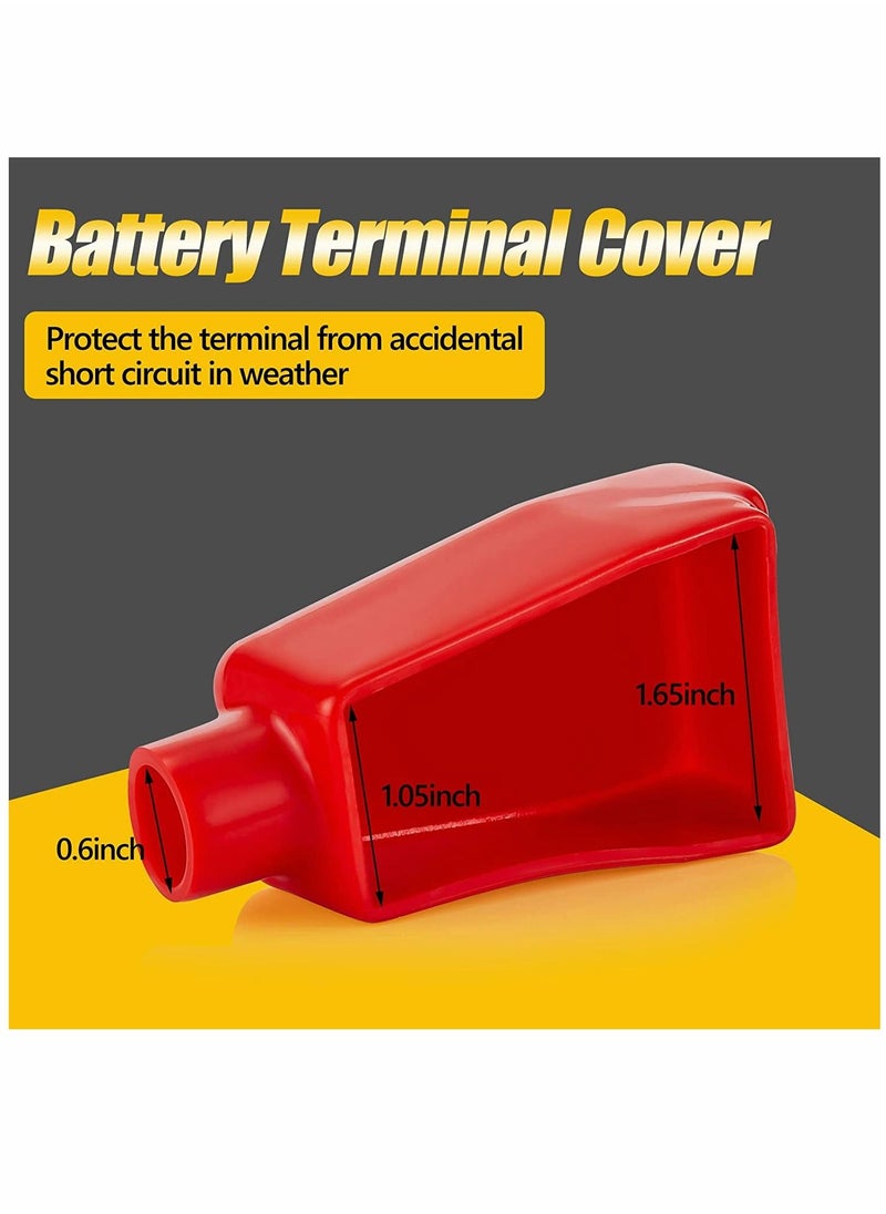 SYOSI Battery Terminal Covers Battery Terminal Insulating Protector Sleeves Positive and Negative Cable Covers in Red and Black for Boat Cars (2 Pieces)  - Image 2