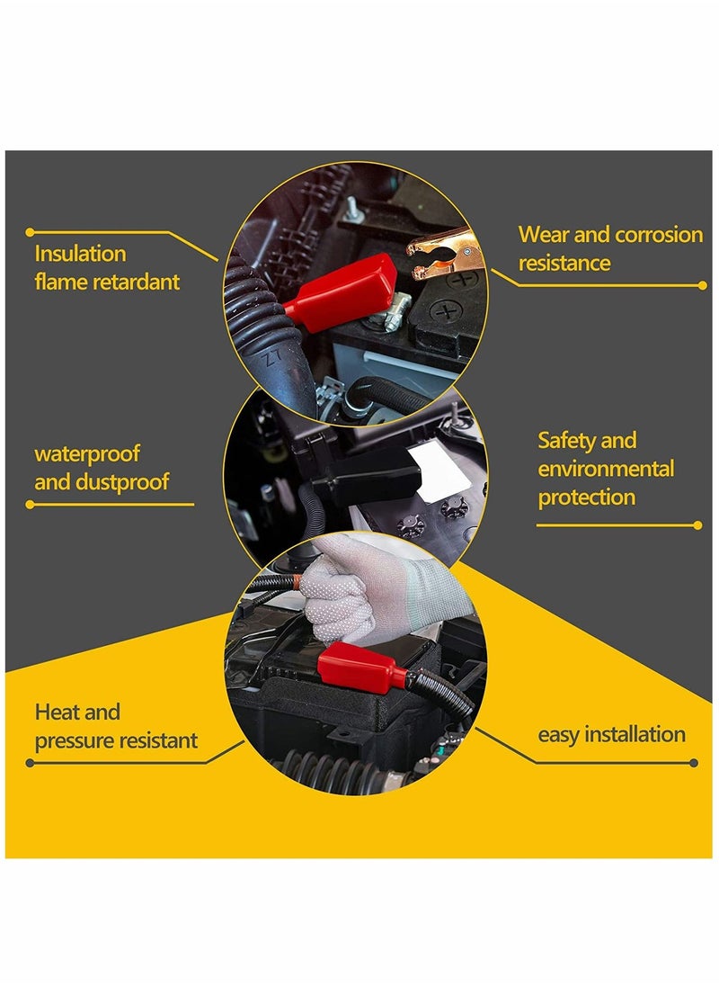 Battery Terminal Covers Battery Terminal Insulating Protector Sleeves Positive and Negative Cable Covers in Red and Black for Boat Cars (2 Pieces)