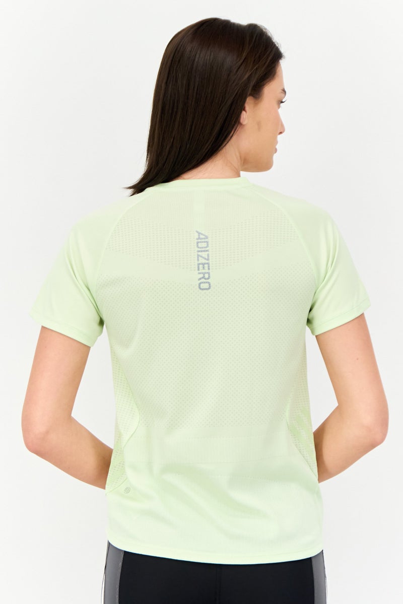 Adidas Women Sportswear Fit Short Sleeves Running Jersey, Acid Lime  - Image 3