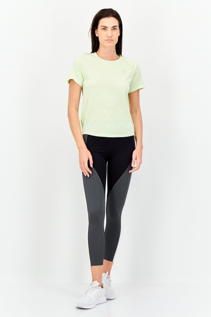 Adidas Women Sportswear Fit Short Sleeves Running Jersey, Acid Lime  - Image 2