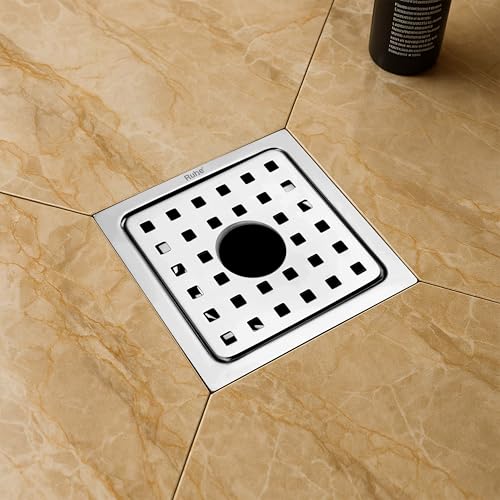 Ruhe® Check Square Flat Cut Floor Drain with Hole | Premium Stainless Steel | 5 x 5 inches | Pack of 6 - Image 2