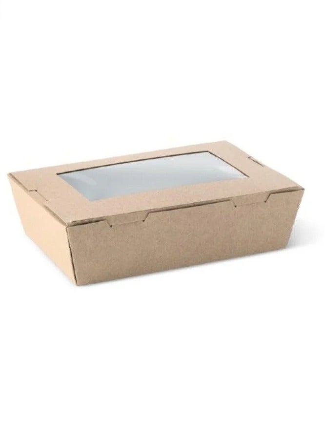 SKP Plastic Kraft Paper Food Boxes with Window – X-Small Size (25 pcs)