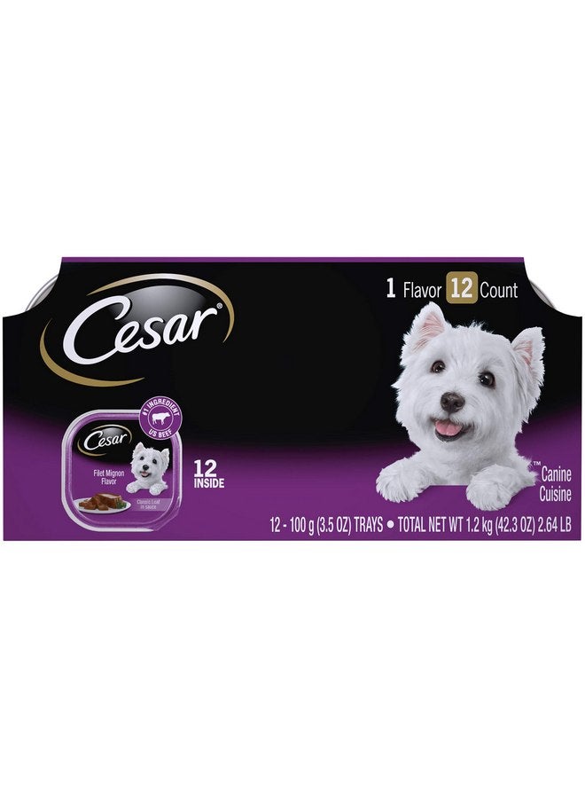 CESAR Soft Wet Dog Food Classic Loaf in Sauce Filet Mignon Flavor Multipack (24) 3.5 oz. Easy Peel Trays - Image 1