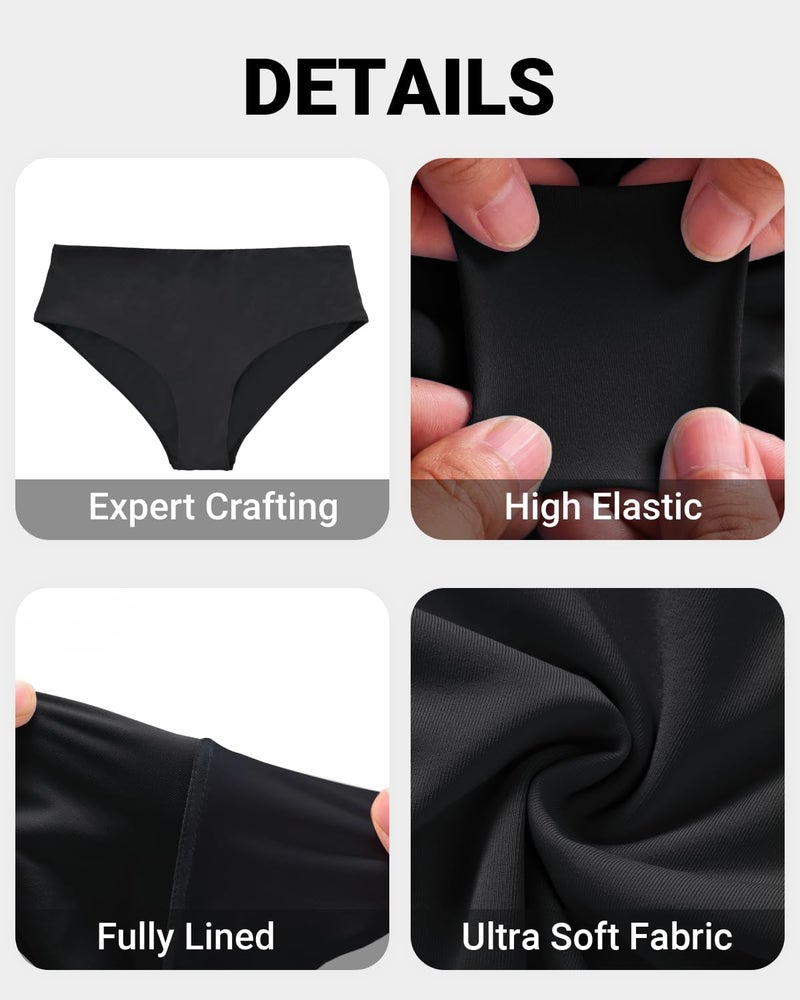 Tempt Me Women Mid Rise Bikini Bottoms - Black Full Coverage Bathing Suit Bottoms Mid Waist Swim Bottoms 2025 L - Image 5