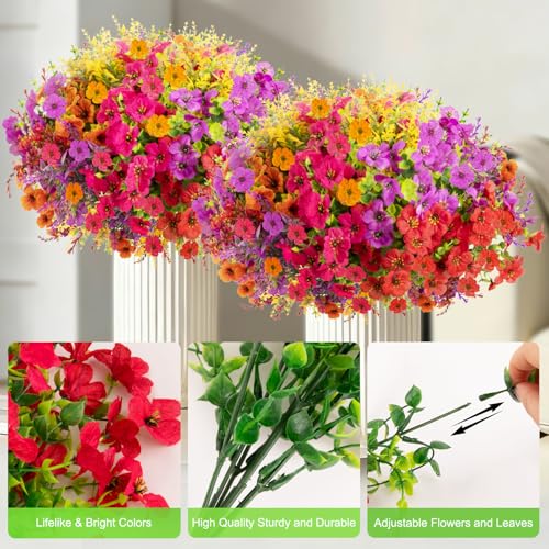 DealBeta Artificial Flowers Faux Plants Outdoor, 18 Bundles Plastic Faux Flower with Eucalyptus Leaves Lavender, UV Resistant Silk Fake Flower for Indoor Outside Garden Home Decor - Image 5